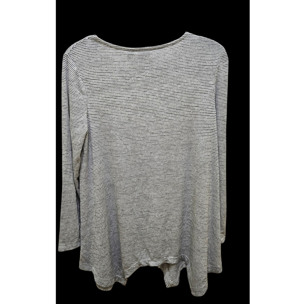 New Rafaella Striped Tunic Top Grommet Neckline Long Sleeve Casual Womens Medium - Picture 3 of 8